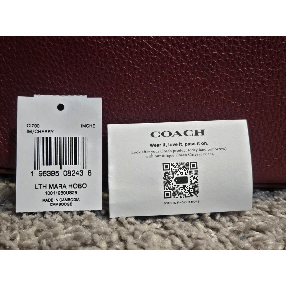 Nwt LTH Coach Mara Hobo Shoulder Bag Cherry Pebble Leather - Picture 5 of 9